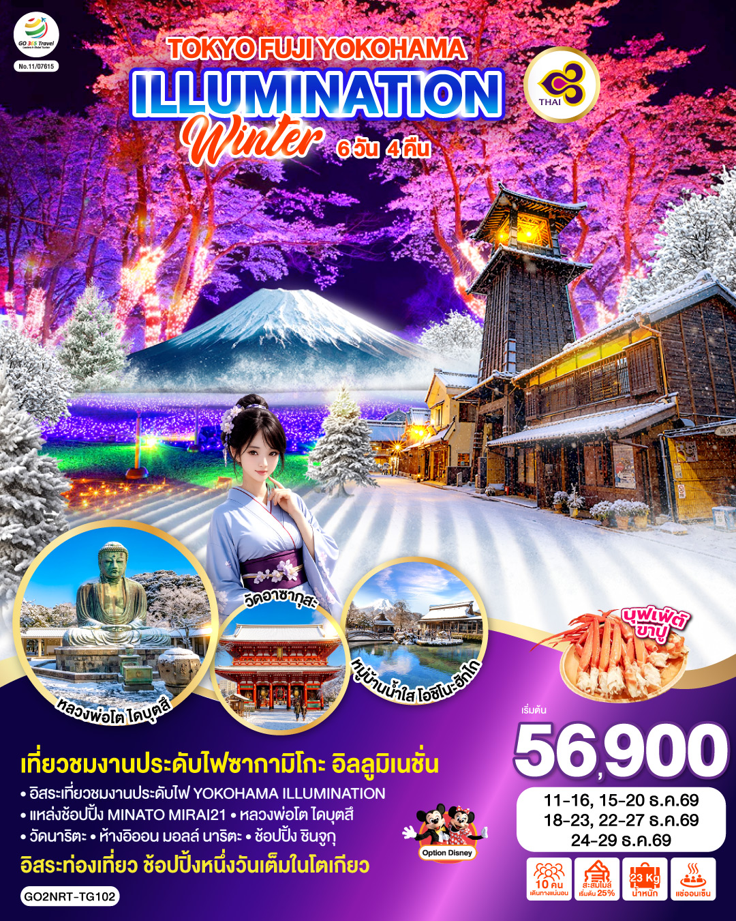 TOKYO FUJI YOKOHAMA ILLUMINATION WINTER 6D 4N โดยสายการบินไทย [TG]